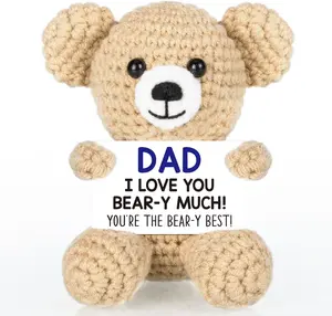 Valentine Day Gift  Mini Bear Gifts for Dad from Daughter Son, Fathers Day Birthday Gifts for New Step Bonus Dad Father, I Love You Handmade Emotional Crochet Bear
