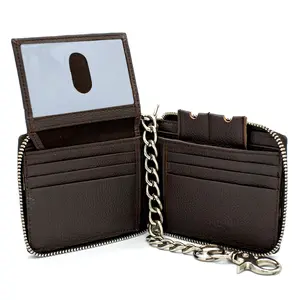 Zip Around chain Wallet for Men RFID Leather  Bifold