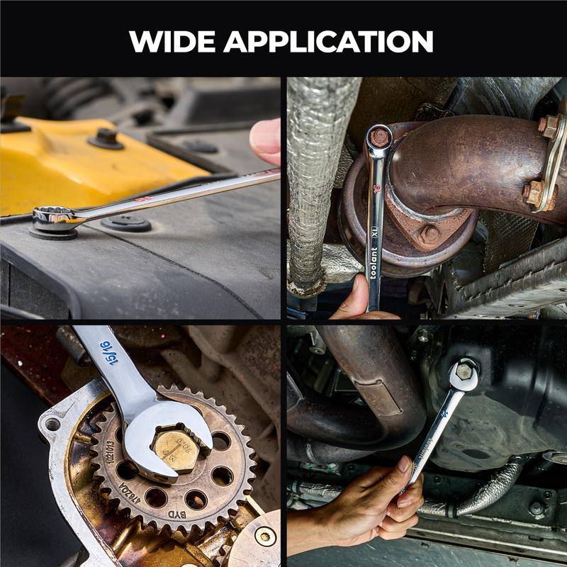 toolant Max Grip 30pcs Professional Metric & SAE Combination Wrench Set with Long Pattern Offset Heads Anti-Slip Teeth & Color-Coded Markings for Machinist, Auto, Maintenance, DIYer