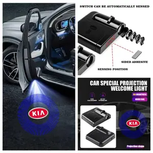 Kia Logo Car Door Welcome Lights 4 Pack, For Kia Rio/Soul/KX5 All Series Vehicles, Peel-and-Stick No-Drill Non-Destructive Courtesy Lights