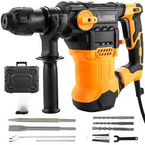 Rotary Hammer Drill Corded Power Tool For Concrete And Masonry 1-1/4-Inch SDS-Plus Chipping Hammer With 4 Modes, Vibration Reduction, Durable Housing, Ergonomic Handle, High Torque For Demolition And Drilling