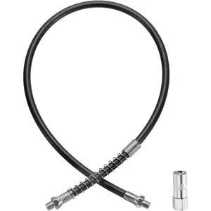 Grease Gun Hose Kit 23.8" 10000 PSI Spring Flex High Pressure Quick Release Grease with Grease Gun Coupler 1/8" NPT Threads for Grease Gun, Black