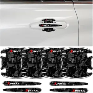 8-Piece Sport Carbon Fiber Car Door Handle Protector Stickers, Anti-Scratch Universal Decals for Toyota RAV4, Ford Bronco & Honda, Easy 3-Minute Installation