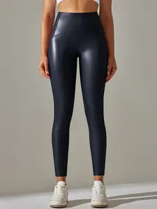 Women's Leather Pants, Fleece Brushed PU Stretchy Soft Leggings for Autumn Winter, Sexy Lifting Buttocks Leggings