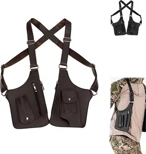 Adjustable Underarm Backpack For Men, Anti-Theft Hidden Storage Bag Outdoor, Premium Leather, Lightweight Pocket Waist Bag Bumbag,Tactical Double Shoulder Armpit Bag,Anti-Pickpocket Hidden Strap Wallet,Adjustable Leather Armor Crossbody Pack Multi-Pocket