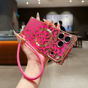 Magnetic Leopard Print Phone Case for iPhone 17 Pro Max/16 Plus/15/14/13 Pro Max, Full Camera Protection, Shockproof, Wireless Charging Support