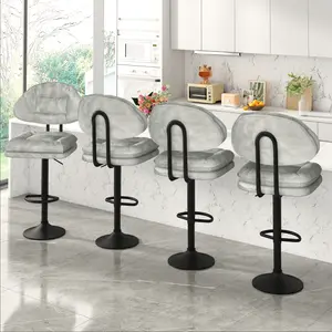 AWQM Set of 4 Modern Bar Stools【Ships in 2 Packages (2 per Package)】, Ergonomic Upholstered with Back, Adjustable Swivel Counter Stools for Kitchen Island