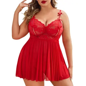 Avidlove Plus Size Lingerie Womens Lace Chemise Sleepwear V Neck Nightgown Mesh Sleepwear Nighty L-5XL