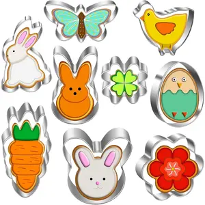 Easter Cookie Cutters Set - Bunny, Egg, Bunny Face, Rabbit, Butterfly, Flower, Chick, Carrot, Four Leaf Clover - 9PCS Easter Cookie Cutters - Large Easter Cookie Cutters for Spring Holiday Baking YXCLIFE