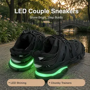 LED Shining Couples Sneakers men's and women's Casual Breathable shoes track Chunky trainers