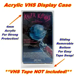 Acrylic VHS Tape 4mm Display Case with Removable Bottom for Easy Tape Swap Horror Edition 30mm x 108mm x 193mm Standard Fit