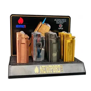 (NO BUTANE) Newport Zero Metal Luxury Torch Lighter Refillable Single Jet Flame For Candles BBQ Hunting Camping Gift Accessories