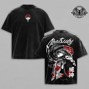 Obito Vintage Washed Oversized T-shirt - Naruto Anime Graphic Tees, Sharingan Masked Ninja Streetwear Shirt, Casual Unisex Top, Gift for Anime Fans