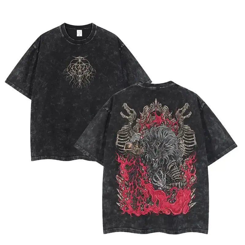 Men's Graphic Print Tshirt, Vintage Cotton Crew Neck Top with Grim Figure, Lightweight Casual Shirt for All Seasons, Shortsleeve