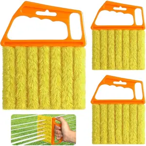 3pcs 2026 New Window Blind Cleaner Duster Tool, 7 Fingers Washable Microfiber Crevice Cleaning Brush for Venetian Blinds & Air Conditioner Vents, Orange