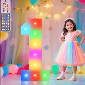 2.4FT LED Light Up Numbers, 34 Colors Changing Marquee Numbers with Remote for Backdrop Decor, Big Sign for 1st 16th 21st Birthday Anniversary Decoration, Large Number 1