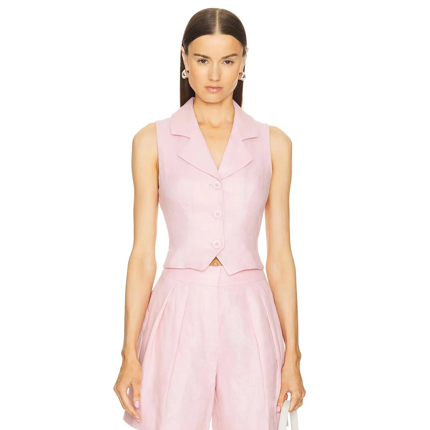 L'Academie Carinne Vest Top in Blush Pink