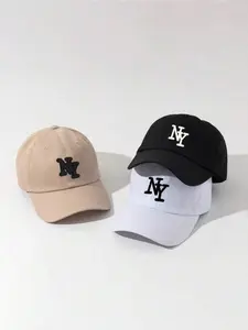 Fashion Ny Print Baseball Cap, Adjustable Large Brim, Vintage Street Style Sun Hat, Unisex Outdoor Casual Hat, Multi-Functional