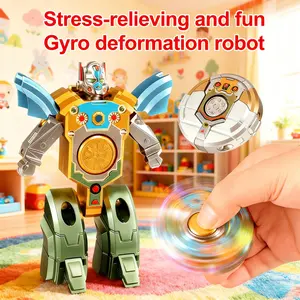 Transformable Robot Fidget Spinner Rotating Finger Stress Relief Decompression Toy for Children Boys and Girls Birthday Gifts