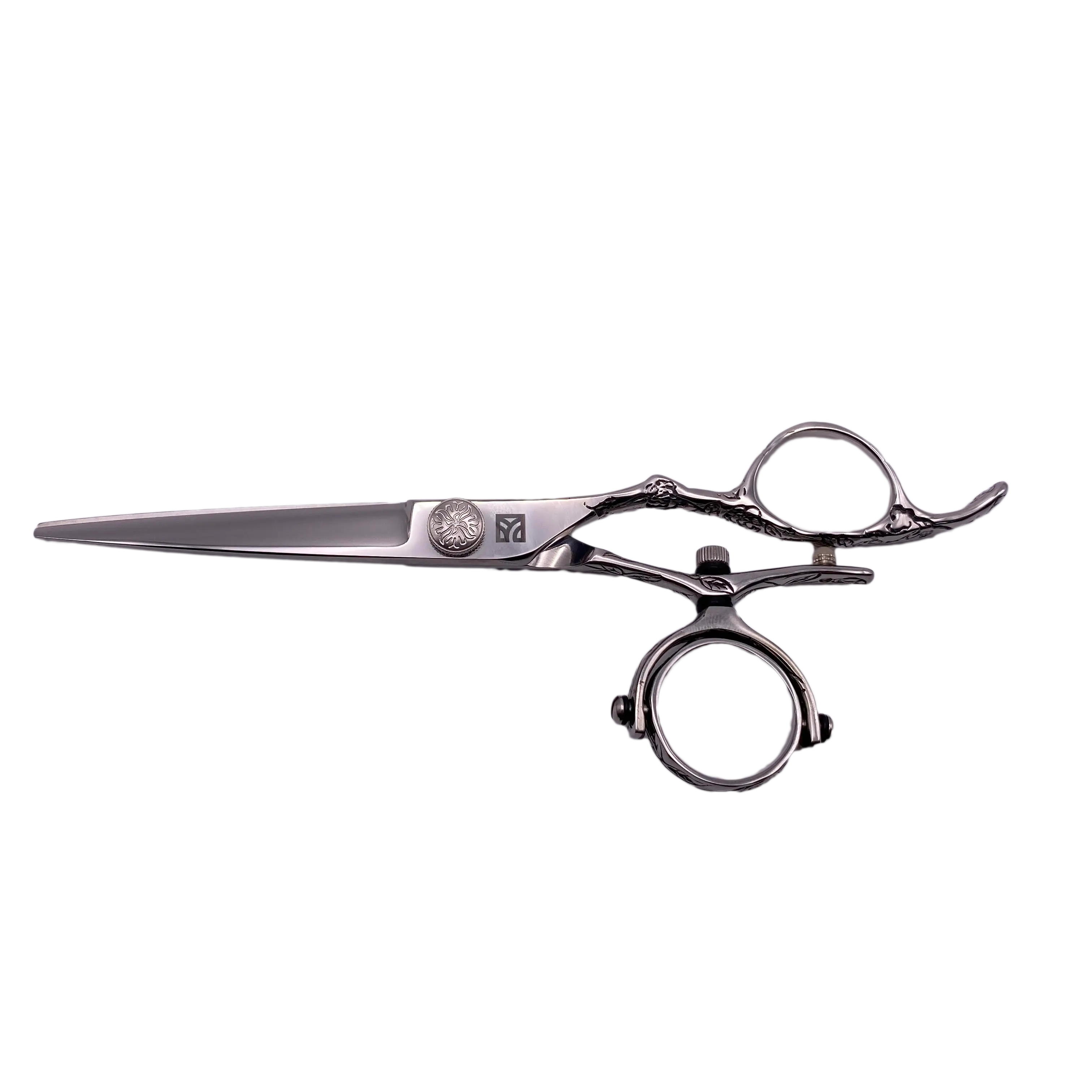 JIYU Swivel Shears - 6 Inch Japanese SUS 440C Steel Shears with Swivel & Offset Handle, Silver Color, Model KB005 & Storage Case