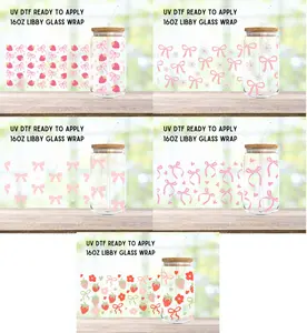 Coquette Bow UVDTF 160z Libby Glass Cup Wrap Bundle of 5