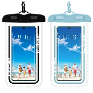 Waterproof Phone Pouch 2 Pack - Dry Bag with Lanyard for Outdoor Sports & Water Games - IPX8 Pressure-Resistant - 30M Depth Protection - Black & Blue