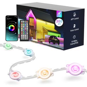 100ft-400ft Permanent Outdoor Lights, Smart RGB Eaves Lighting for 4th of July Party, Summer Backyard Deal, APP Remote Control, IP67 Waterproof Holiday Outdoor Light Strip for House, Patio, Party Decor