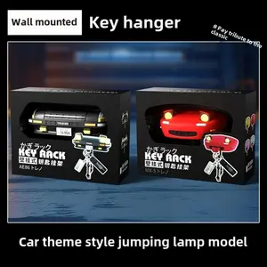 Retro Car Headlight Decorative Keychain Wall Mount Hook - ABS Adhesive Hanging Key Holder, 0-5 Kg Load Capacity, Waterproof Home Decor Supply for the Elderly