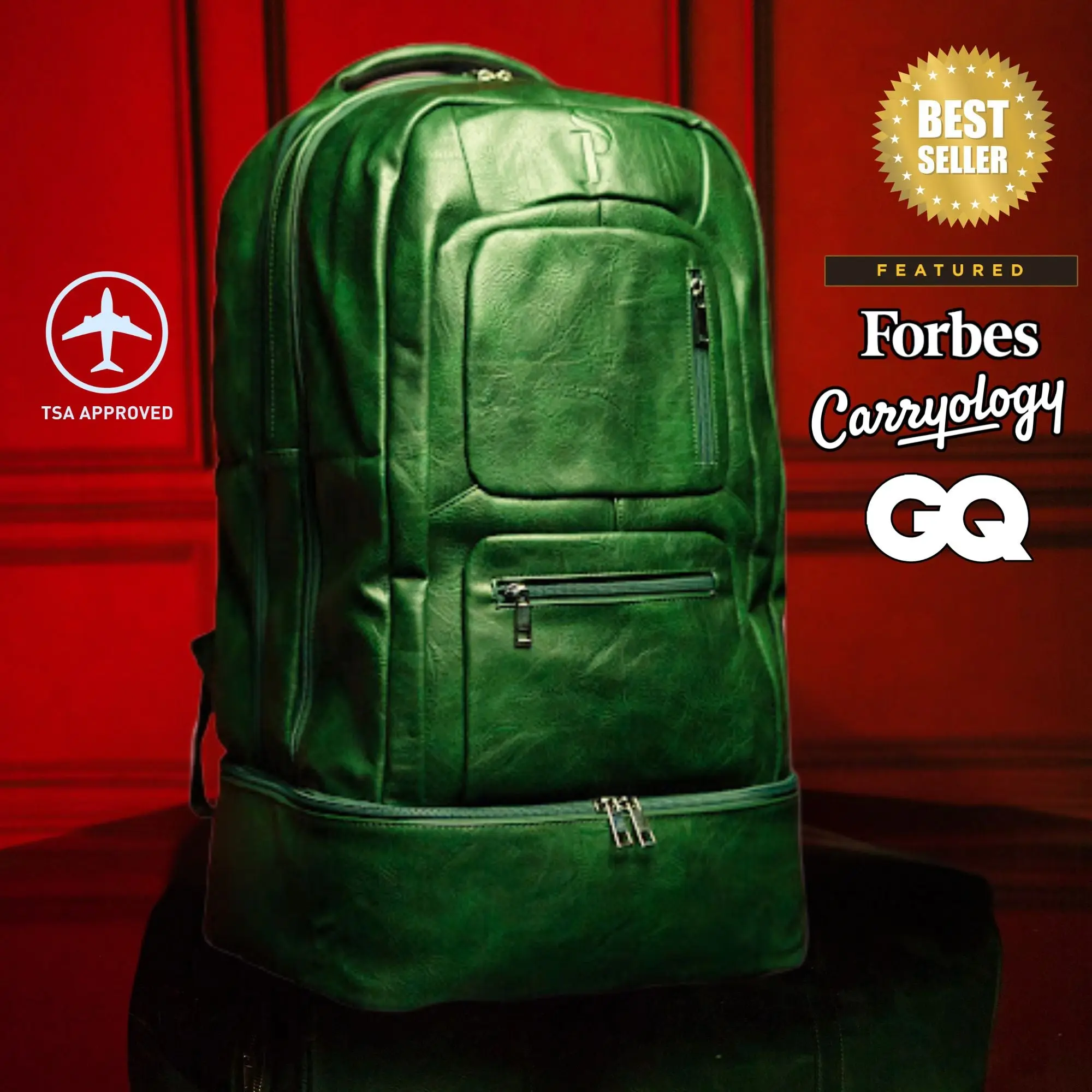 Emerald Green Leather Carry-On Patented Backpack (Only 300 Made) Emerald Green Leather Carry-On Patented Backpack (Only 300 Made)