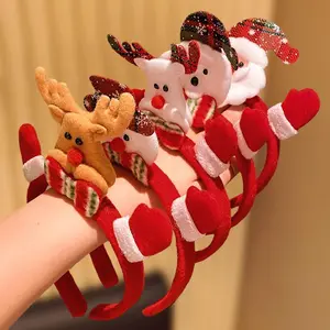 5-Pack Girls Christmas Hairbands Reindeer Snowman Santa Claus Patterns Fashionable New Year Party Headbands Hair Accessories