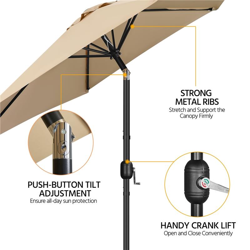 【On Sale】 Yaheetech 7.5/9/10FT Patio Umbrella w/ Push Button Tilt and Crank, Outdoor Garden Table Umbrella for Garden, Deck, Backyard, Pool, Beach