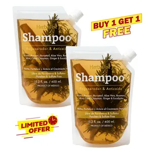 [Buy 1 Get 1 Free] Herbalista Viral Herbal Shampoo 400ml (15.2 fl oz) - With Real Pieces of Rosemary, Cinnamon, Anise, Clove, Aloe, Ginger, & Eucalyptus - Fortalece, Regenera, Acelera Crecimiento – 100% Natural & Handcrafted