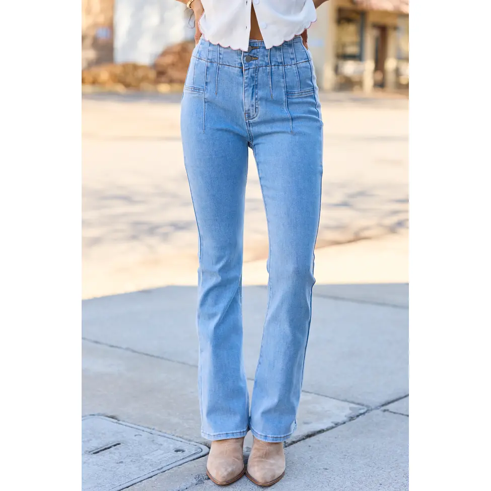 My Favorite Stretchy Light Wash Flare Jeans