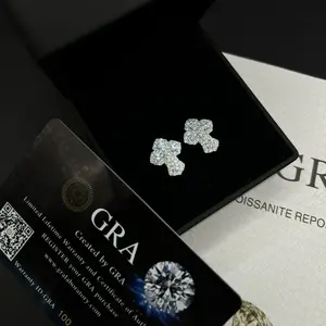 Cross Earrings Studs 925 Solid Silver Iced Out Moissanite Earrings
