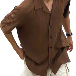 Menswear Brown Button Up Shirt for Men  - Coats
