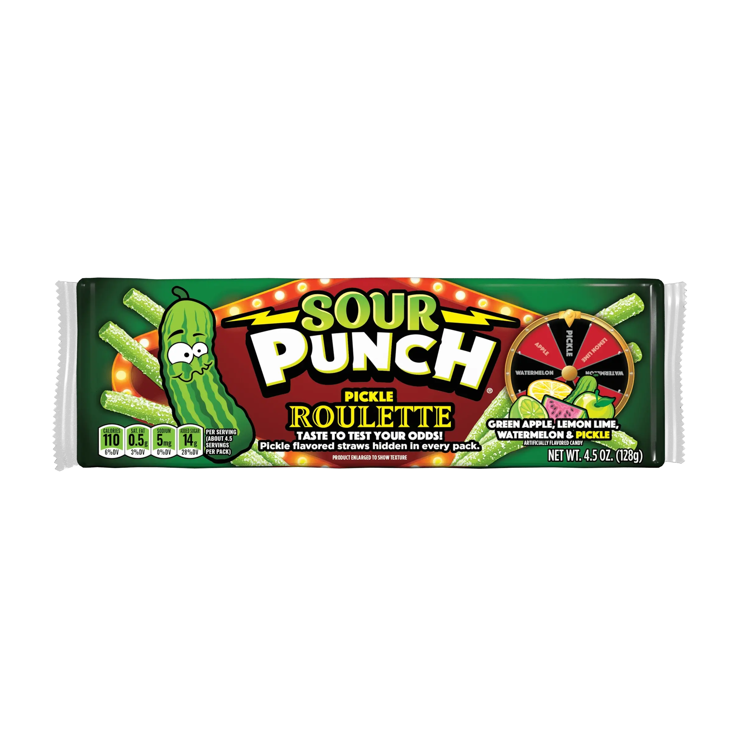 Sour Punch Pickle Roulette Straws, 4.5oz Tray