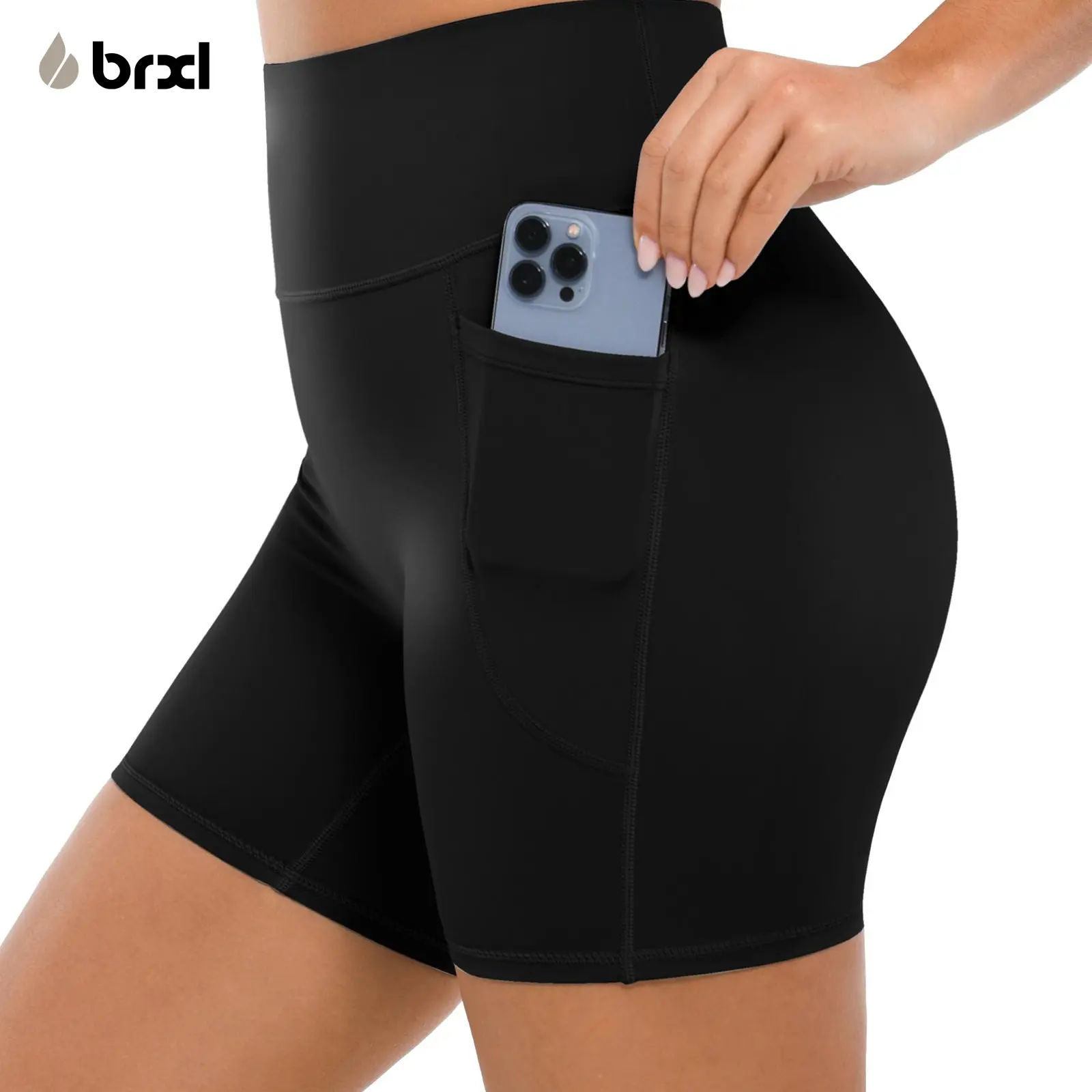 BRXL Women's High-Waist 5" Biker Shorts - Soft Stretch, Solid Sports, Sports Spandex Shorts with Pockets for Gym, Yoga, Running, Soft Stretch Shorts, Solid Sports Shorts,back to school,back to school haul