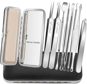 Professional Blackhead Remover Tools,Pimple Popper Tool Kit,Blemish, Whitehead Popping, 8 Pcs Zit Removing for Nose Face,