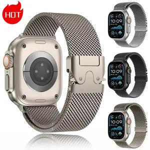 New Milanese Band for Apple Watch Ultra, Safe Titanium Metal Strap, Fits 49mm-38mm, Compatible with Iwatch Series 1-11 & Se2, Perfect Gift for Men, Watch Straps, Smart Watch Straps