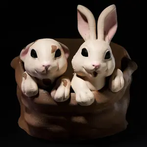 Easter Basket, Innocence & Imagination - Paint Your Own, Unisex, PLA, Features Two Baby Bunnies