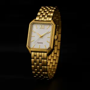 Juckel Royale Edge Gold Rectangle Luxury Women's Watch Elegant Design Metal Strap Perfect for Various Occasions