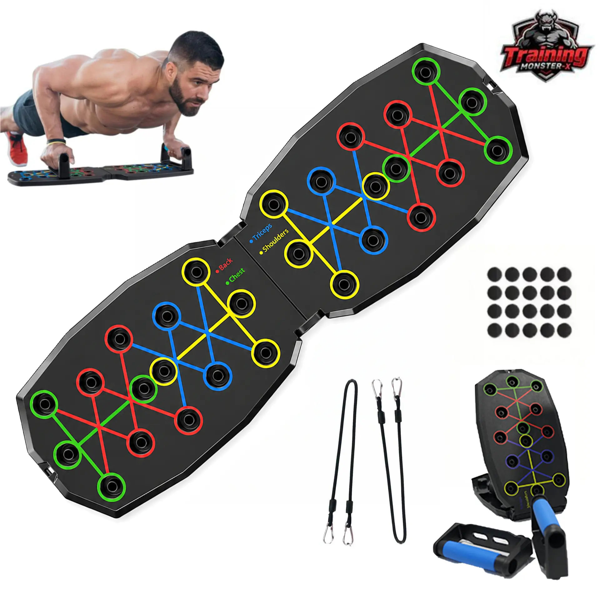 Unisex 28-Hole Push Up Stand, Compact Lightweight Home Training Equipment, Portable Foldable Chest-Shoulder Upper Body Strength Trainer