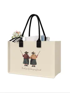 Large Capacity Storage Bag with Grandma Print, Durable Handles, Space-Saving Multi-Purpose Organizer for School Travel Shopping