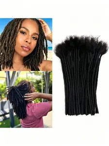 30 Strands Human Hair Braiding Hair Extensions - 0.6 Inch Thin Dreadlock Extensions, Unisex, Soft & Comfortable, Can Be Dyed & Bleached, Handmade Crochet Braids for Daily & Party Style
