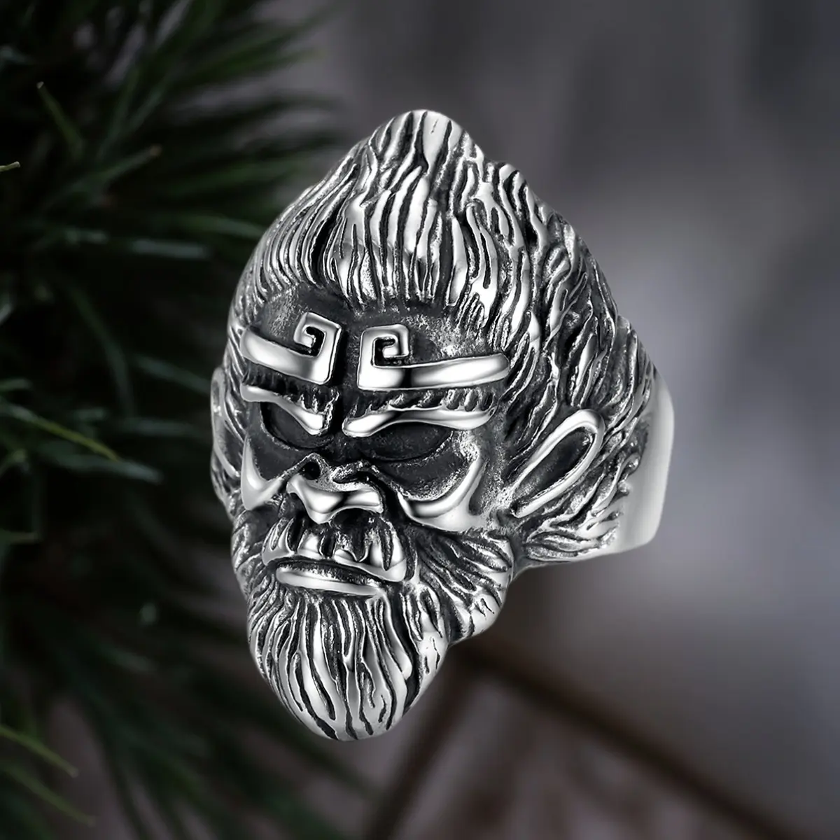 Statement Multi Ring for Men, Stainless Steel Hip-Hop Jewelry with a Creative Sun Wukong Monkey King Design