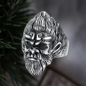 Creative and Domineering Hip-hop Exquisite Sun Wukong Avatar Stainless Steel Ring for Men's Daily Parties Holiday Gifts Birthdays & Accessories