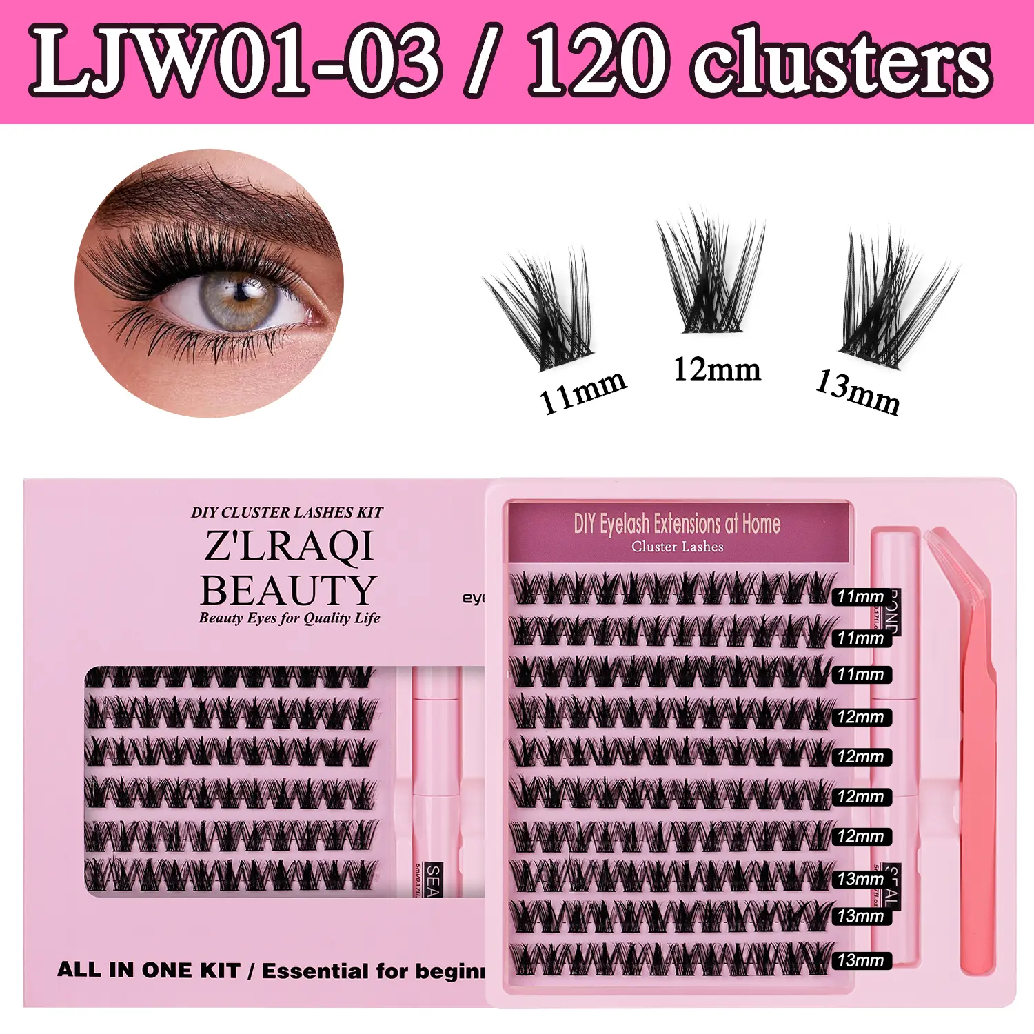 Prettyandme |Bold Casual Cluster Lashes |120 Clusters |Petite Sizes, Everyday Soft Natural Glam Look