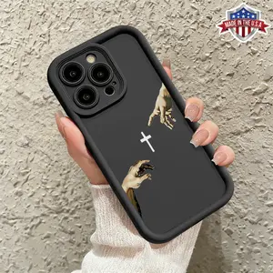 Minimalist Religious Jesus Cross Hands Design Case for iPhone 17 16 15 14 Pro Max 13 12 11 XR XS Plus Air Slim Shockproof Anti Scratch Lightweight TPU Protective Cover durable phone cover gift