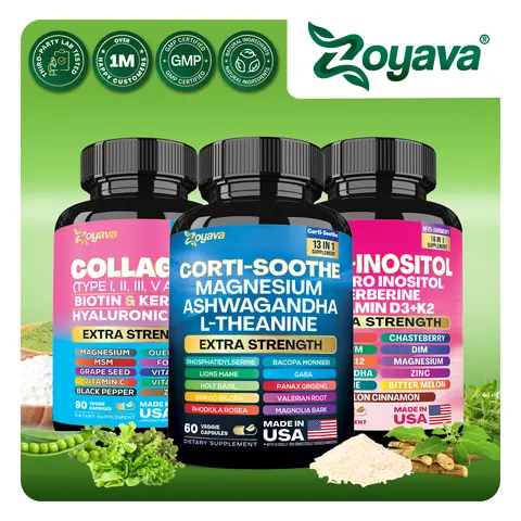 She Shines Set - Zoyava Ultimate Women's All-in-One Dietary Supplement with Corti-Soothe, Myo-Inositol, Collagen & Extra Strength Ingredients for Fitness & Healthcare - Made in USA