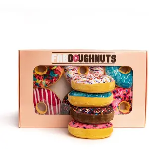 Box of Doughnuts Squeaky Dog Toys - 6 pc
